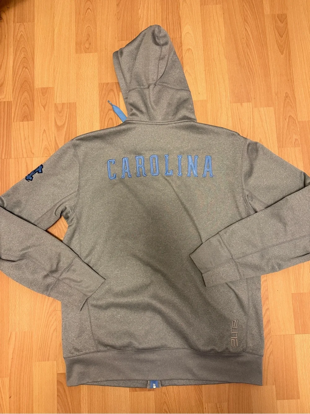 Jordan Gray Full-Zip Hoodie with Carolina Blue Accents